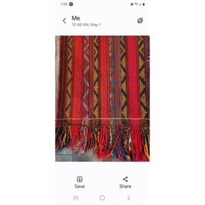 Antique Tribal Tent Band Fragment Wool 113x19 Sumac Weave Wall Tapestry / Runner